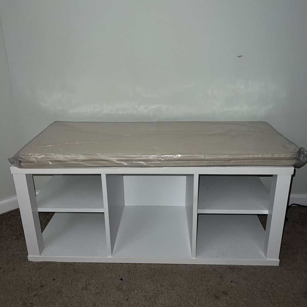 White wooden bench new